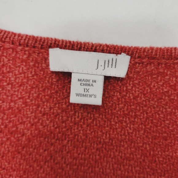 J Jill Orange Knit Cotton Acrylic Sweater Textured Boat Neck Womens Plus 1X - Picture 8 of 9
